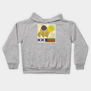 Modern Geometric Pattern Pastel Olive Ochre Retro Doodle Style Kids Hoodie